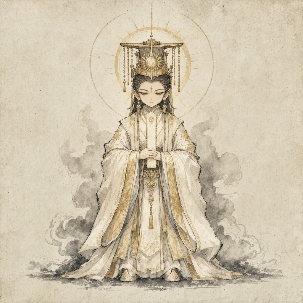 昊王帝爻水墨Q版人物图